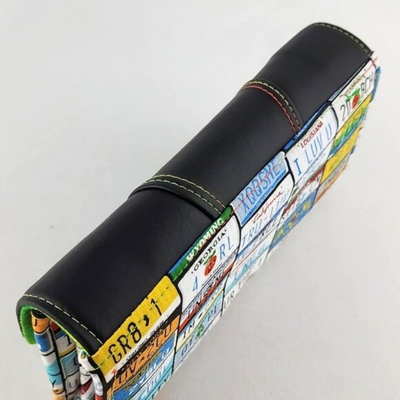 Charity's Stitches & Such Large Textile Wallet States License Plate Black Green - Picture 3 of 16